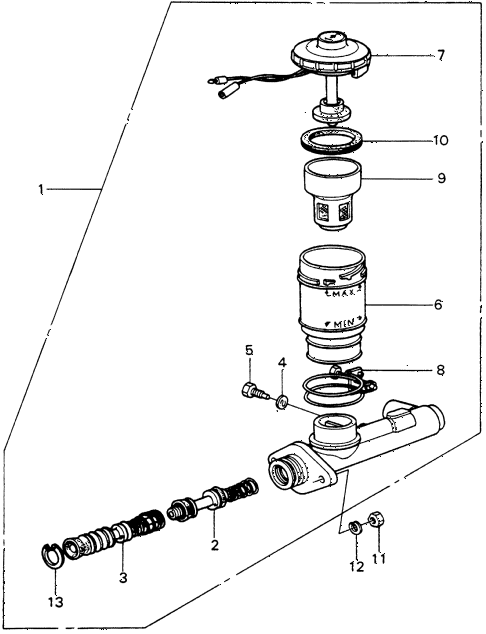 1981 civic FE(1300) 3 DOOR 5MT BRAKE MASTER CYLINDER diagram