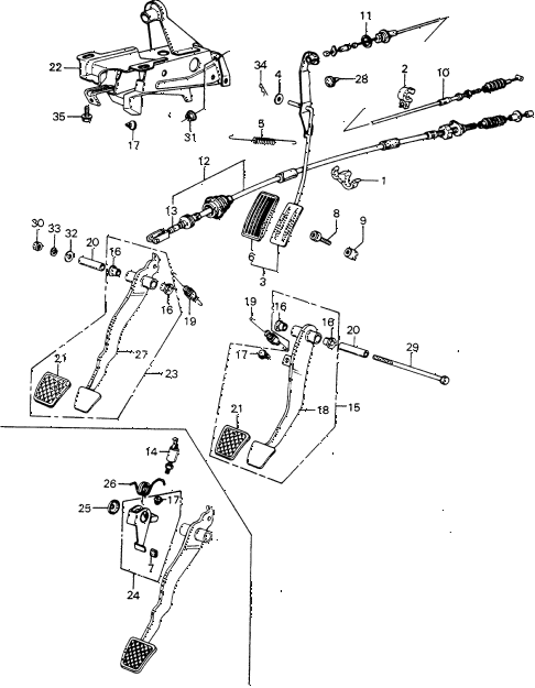 1980 civic **(1300) 3 DOOR 4MT PEDALS (1) diagram 1980 civic **(1300) 3 DOOR 4MT PEDALS (1) diagram