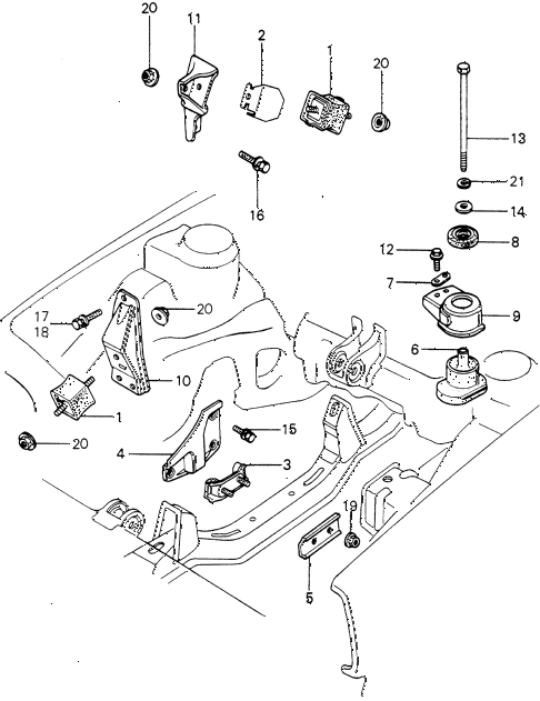 1980 civic ** 5 DOOR HMT ENGINE MOUNT diagram