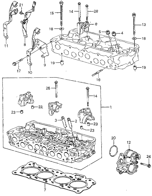 1980 civic ** 5 DOOR HMT CYLINDER HEAD (2) diagram 1980 civic ** 5 DOOR HMT CYLINDER HEAD (2) diagram