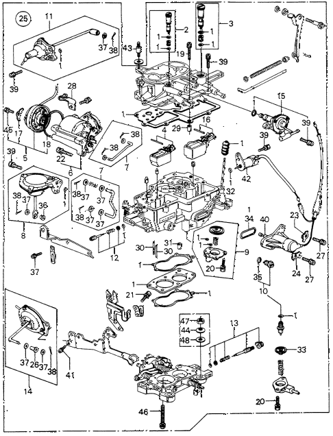 1980 civic FE(1300) 3 DOOR 5MT CARBURETOR (1) diagram
