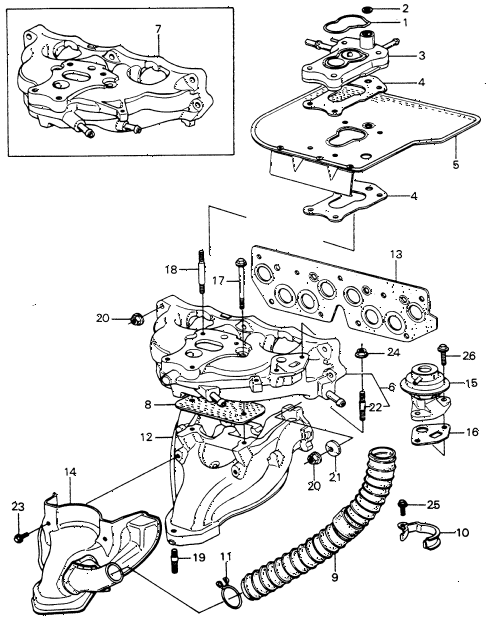 1980 civic ** 5 DOOR HMT CARBURETOR INSULATOR - MANIFOLD (2) diagram 1980 civic ** 5 DOOR HMT CARBURETOR INSULATOR - MANIFOLD (2) diagram