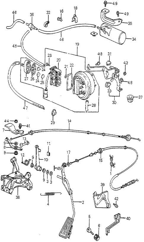 1982 accord DX 4 DOOR 5MT ACCELERATOR PEDAL - PEDAL BRACKET diagram
