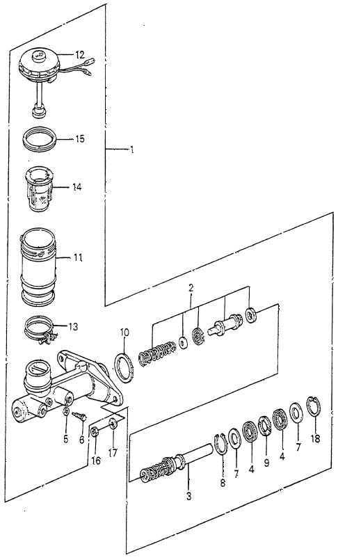 1982 accord DX 4 DOOR HMT BRAKE MASTER CYLINDER diagram