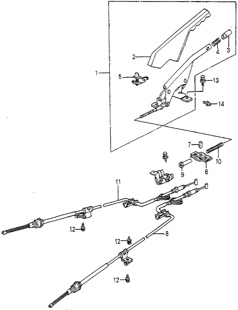 1982 accord DX 4 DOOR HMT PARKING BRAKE diagram