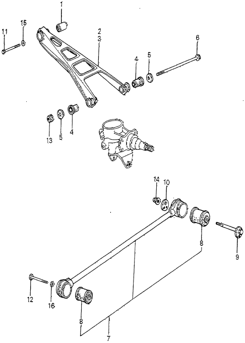 1982 accord DX 4 DOOR 5MT REAR LOWER ARM - RADIUS ROD diagram