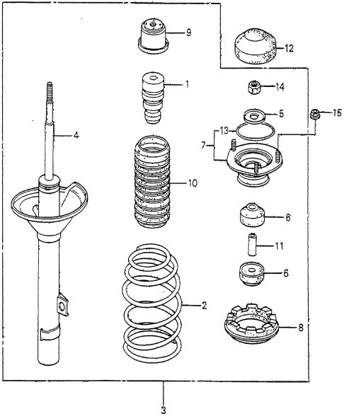 1982 accord LX 3 DOOR HMT REAR SHOCK ABSORBER diagram