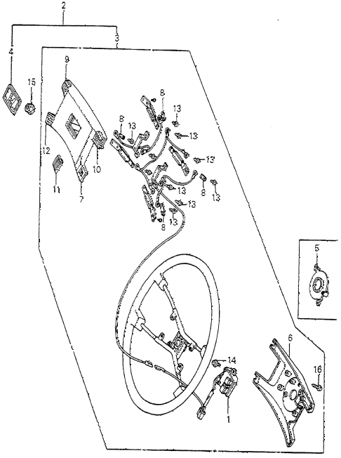 1982 accord DX 4 DOOR 5MT STEERING WHEEL diagram