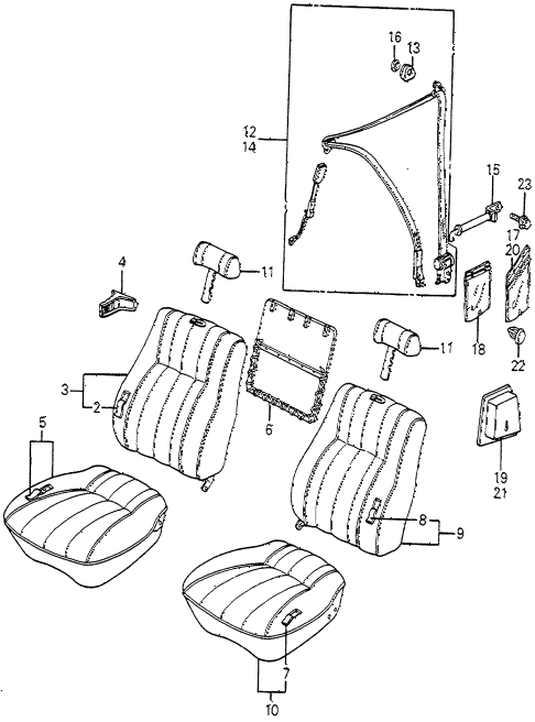 1982 accord LX 3 DOOR 5MT FRONT SEAT - SEAT BELT diagram