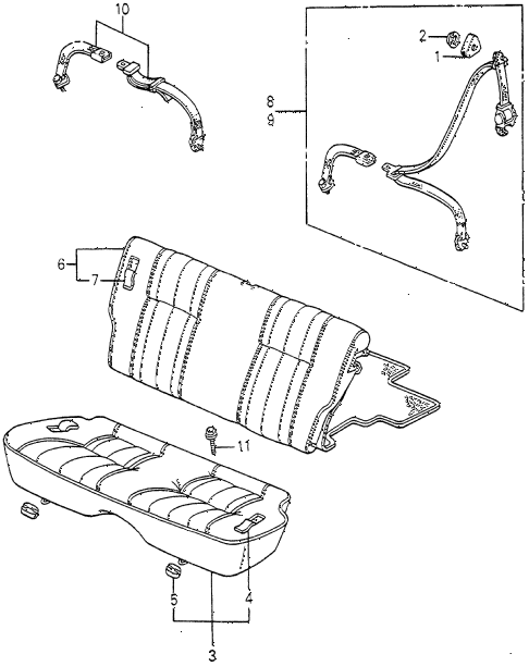 1982 accord DX 3 DOOR 5MT REAR SEAT - SEAT BELT 3DR diagram
