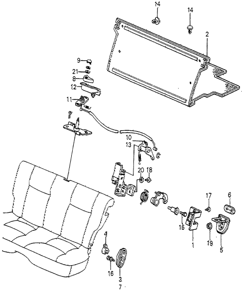 1982 accord DX 3 DOOR 5MT REAR SEAT COMPONENTS 3DR diagram