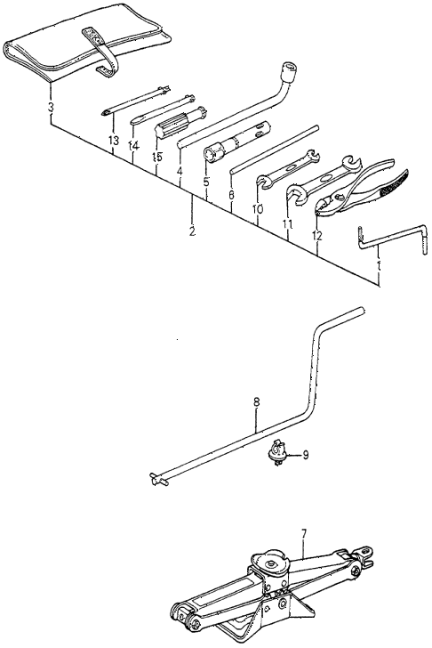 1982 accord DX 3 DOOR 5MT TOOLS - JACK diagram