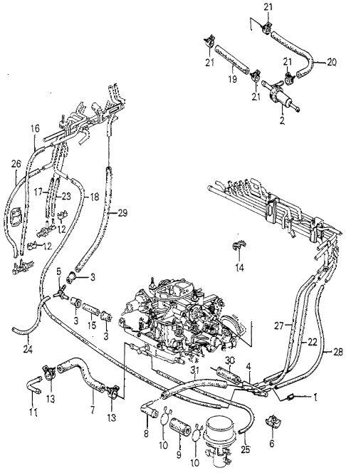 1982 accord DX 4 DOOR 5MT FUEL TUBING diagram