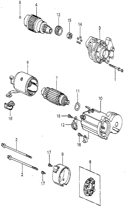 1982 accord LX 3 DOOR HMT STARTER MOTOR COMPONENTS (DENSO) ( 1982 accord LX 3 DOOR HMT STARTER MOTOR COMPONENTS (DENSO) (