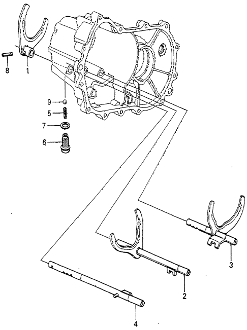 1982 accord DX 4 DOOR 5MT MT SHIFT FORK diagram