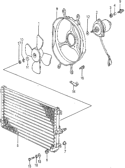 1982 accord LX 3 DOOR HMT A/C AIR CONDITIONER - FAN (DENSO) diagram