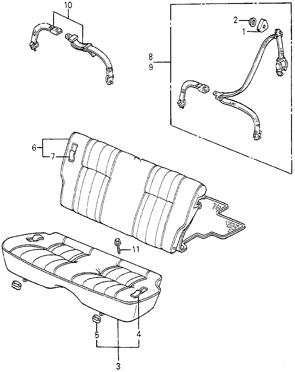 786A5-SA5-Z02ZE - SEAT BELT ASSY., RR. CENTER *B32L* (TAKATA)(DEW BLUE)