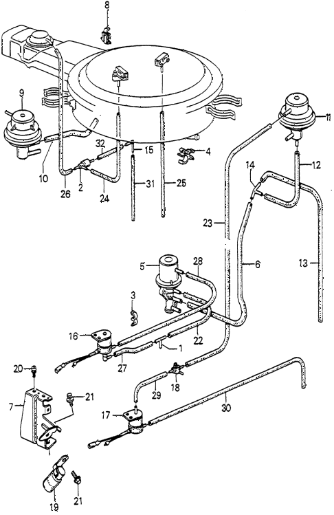1984 accord STD 4 DOOR 5MT AIR CLEANER TUBING diagram