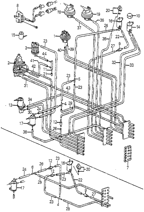 1984 accord STD 4 DOOR 5MT NO. 1 CONTROL BOX TUBING (1) diagram