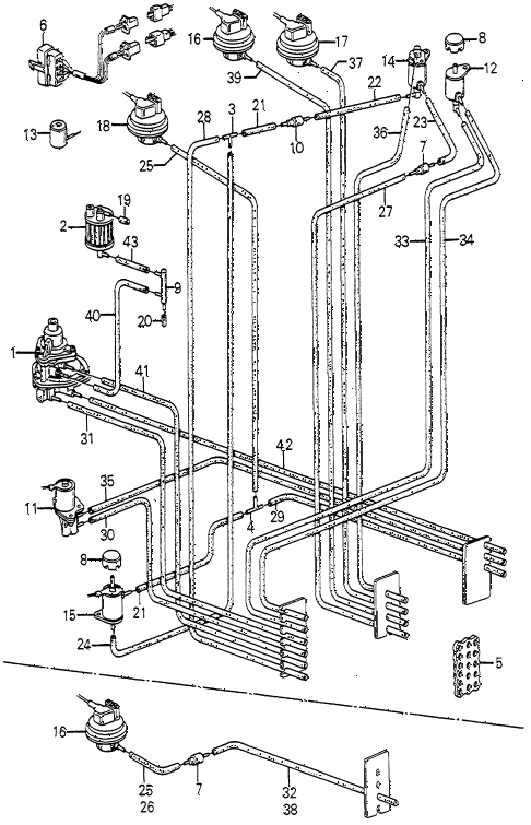1985 accord LX 4 DOOR 4AT NO. 1 CONTROL BOX TUBING (2) diagram