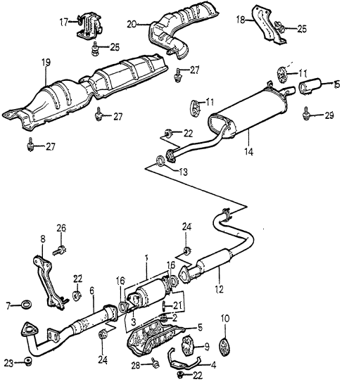1984 accord STD 4 DOOR 5MT EXHAUST SYSTEM diagram 1984 accord STD 4 DOOR 5MT EXHAUST SYSTEM diagram
