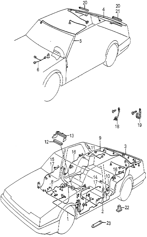 1985 accord LX 4 DOOR 4AT SIDE WIRE HARNESS diagram
