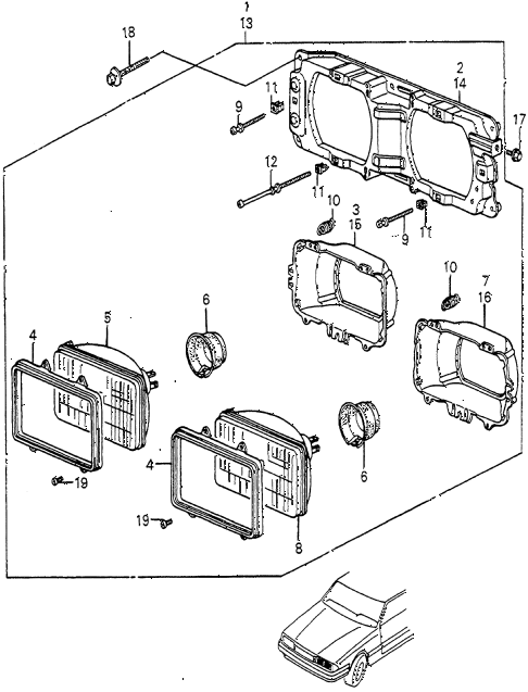 1985 accord LX 4 DOOR 4AT HEADLIGHT diagram