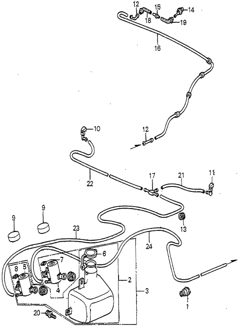1984 accord S 3 DOOR 5MT FRONT WINDSHILED WASHER diagram 1984 accord S 3 DOOR 5MT FRONT WINDSHILED WASHER diagram