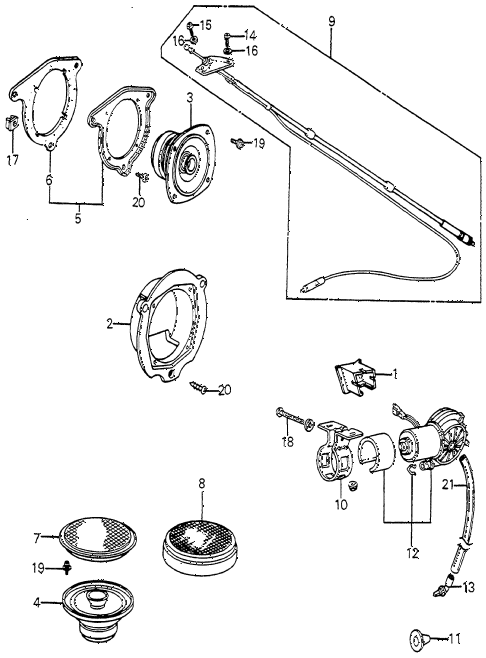 1984 accord S 3 DOOR 5MT RADIO ANTENNA - SPEAKER diagram
