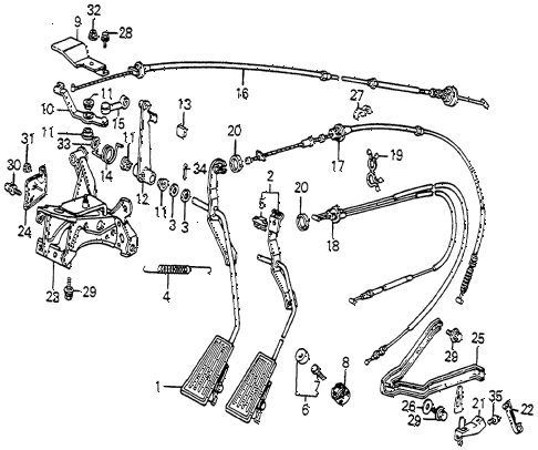 1985 accord S 3 DOOR 4AT ACCELERATOR PEDAL - PEDAL BRACKET diagram