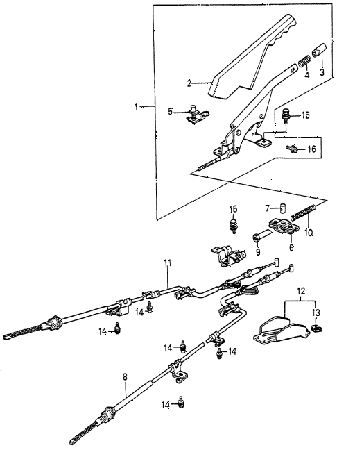 1984 accord S 3 DOOR 5MT PARKING BRAKE diagram