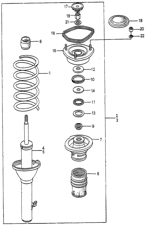 1985 accord LX 3 DOOR 4AT FRONT SHOCK ABSORBER diagram
