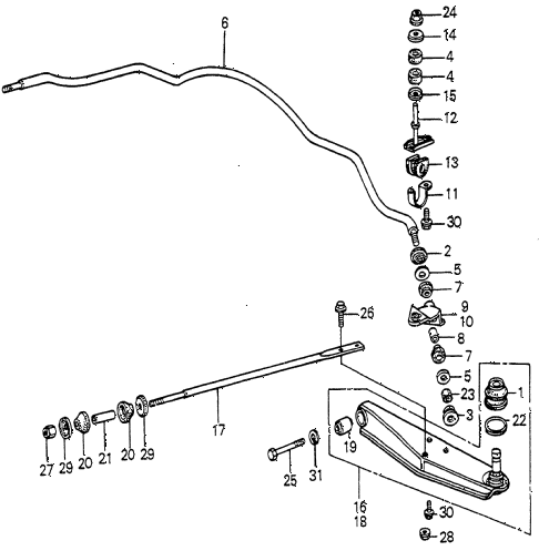 1985 accord SEI 4 DOOR 4AT FRONT LOWER ARM - STABILIZER diagram 1985 accord SEI 4 DOOR 4AT FRONT LOWER ARM - STABILIZER diagram