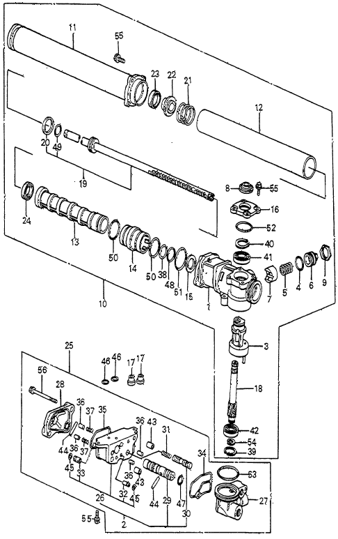 1985 accord SEI 4 DOOR 4AT P.S. GEAR BOX COMPONENTS diagram 1985 accord SEI 4 DOOR 4AT P.S. GEAR BOX COMPONENTS diagram