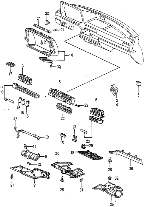 1985 accord LX 3 DOOR 5MT INSTRUMENT GARNISH diagram