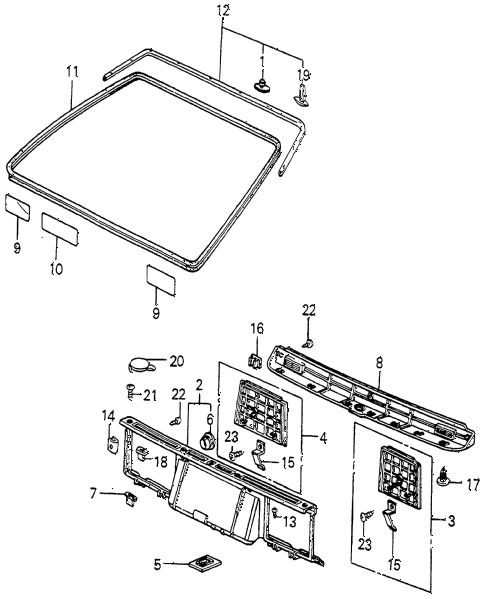 1985 accord S 3 DOOR 4AT TAILGATE LINING 3DR diagram