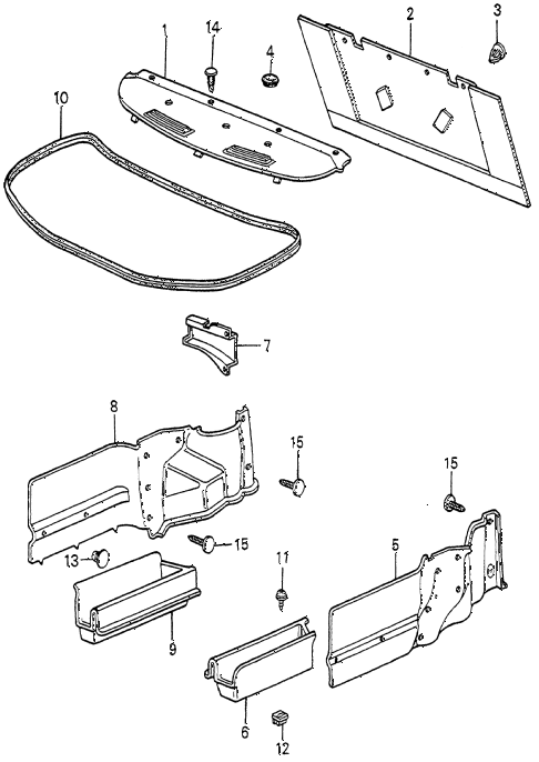 1985 accord STD 4 DOOR 4AT REAR TRAY - TRUNK SIDE GARNISH 4DR diagram 1985 accord STD 4 DOOR 4AT REAR TRAY - TRUNK SIDE GARNISH 4DR diagram
