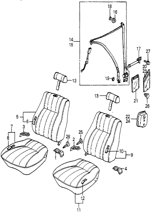 1984 accord STD 4 DOOR 5MT FRONT SEAT - SEAT BELT diagram