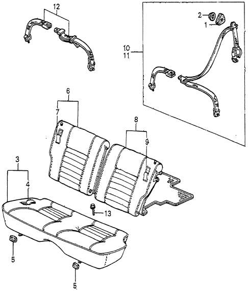 1985 accord LX 3 DOOR 5MT REAR SEAT - SEAT BELT 3DR diagram