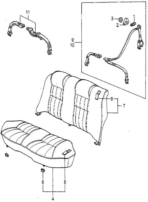 1985 accord LX 4 DOOR 4AT REAR SEAT - SEAT BELT 4DR diagram
