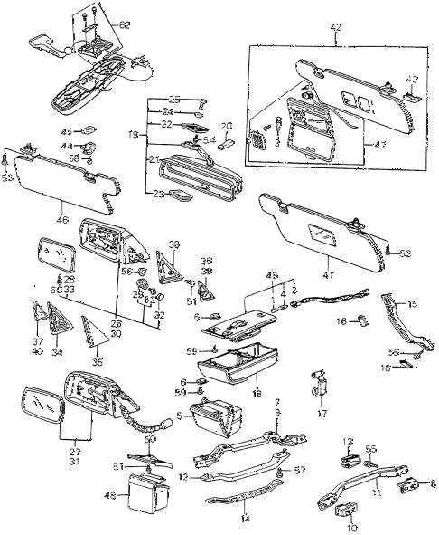 1985 accord STD 4 DOOR 4AT INTERIOR ACCESSORIES - DOOR MIRROR diagram 1985 accord STD 4 DOOR 4AT INTERIOR ACCESSORIES - DOOR MIRROR diagram