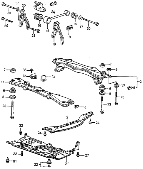 1985 accord LX 3 DOOR 4AT TORQUE ROD - FRONT BEAM diagram 1985 accord LX 3 DOOR 4AT TORQUE ROD - FRONT BEAM diagram