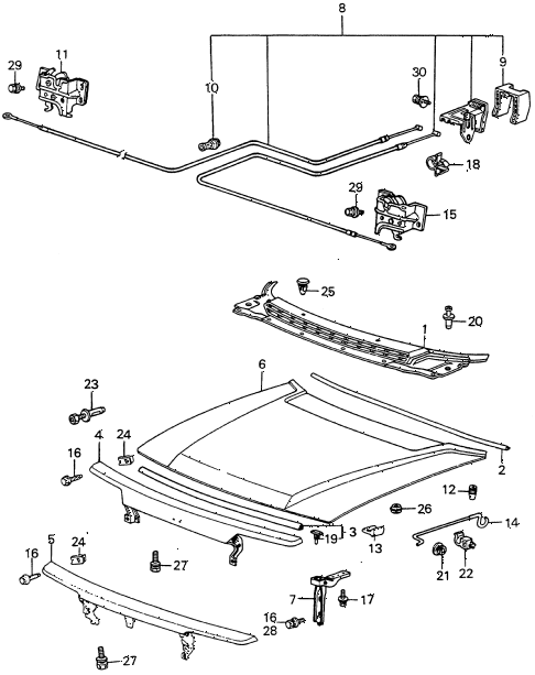 1985 accord LX 3 DOOR 4AT HOOD diagram 1985 accord LX 3 DOOR 4AT HOOD diagram