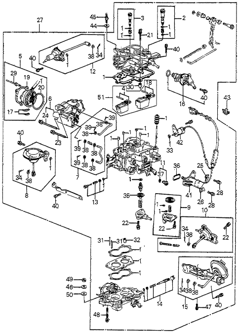 1985 accord LX 4 DOOR 5MT CARBURETOR diagram