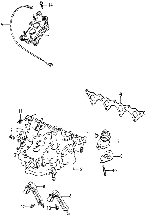 1985 accord LX 4 DOOR 5MT CARBURETOR INSULATOR  - INTAKE MANIFOLD diagram