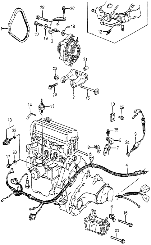 1985 accord LX 4 DOOR 5MT ENGINE SUB CORD - SENSOR diagram