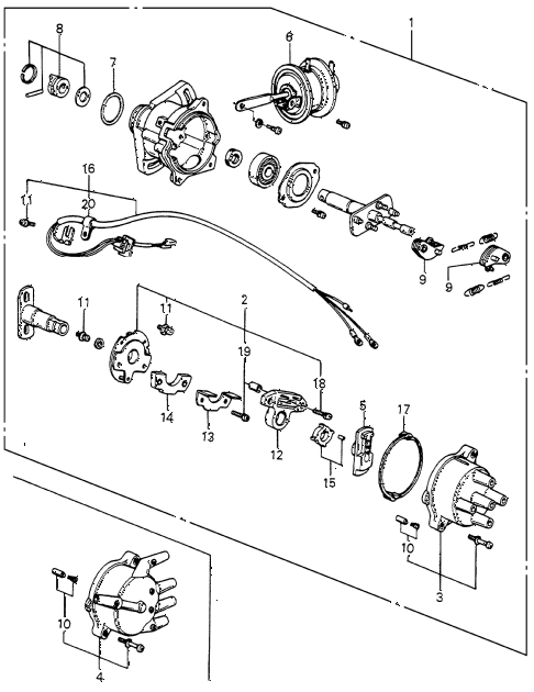 1985 accord S 3 DOOR 5MT DISTRIBUTOR (HITACHI) diagram