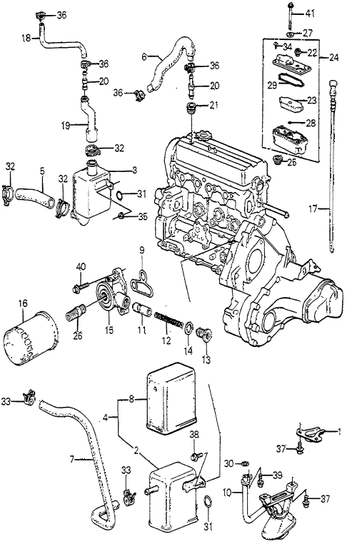1985 accord LX 4 DOOR 5MT BREATHER CHAMBER - OIL FILTER diagram