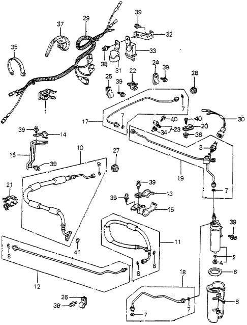 1985 accord LX 3 DOOR 4AT A/C HOSES - PIPES (KEIHIN) diagram