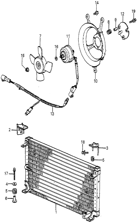 1984 accord STD 4 DOOR 5MT A/C AIR CONDITIONER - BRACKET (SANDEN) diagram